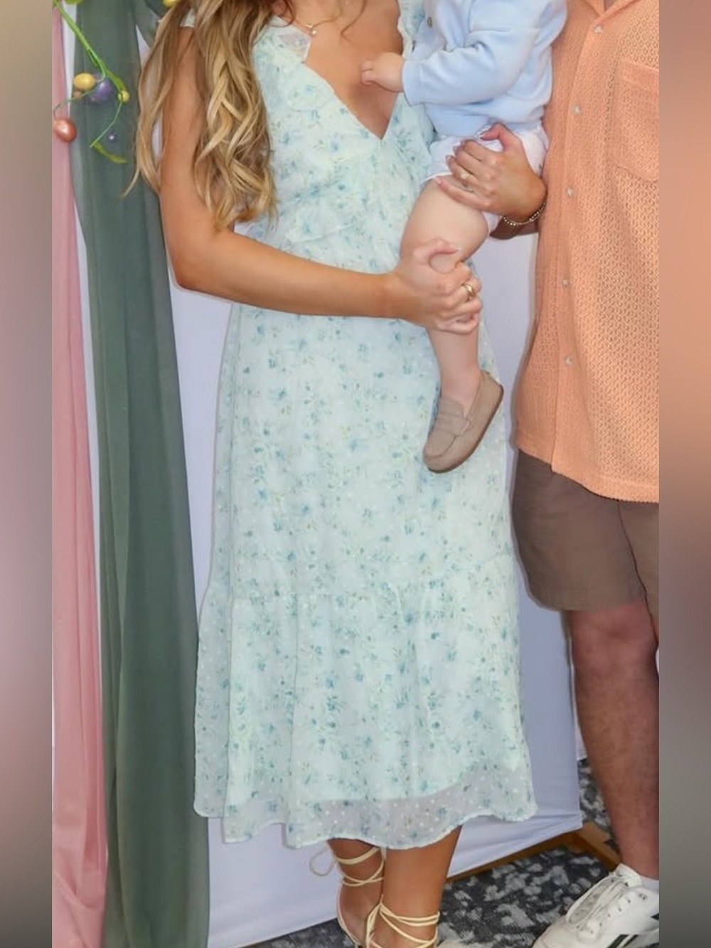 Light Mint Floral Tie-Strap Dress